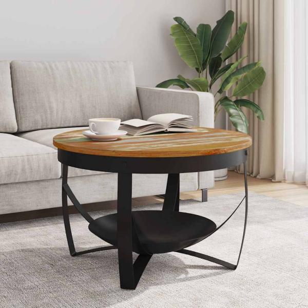 Couchtisch Ø68x43 cm Recyceltes Massivholz