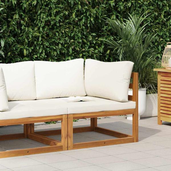 ARDEBO.de - Modular-Ecksofa mit Cremeweißen Kissen Akazie Massivholz