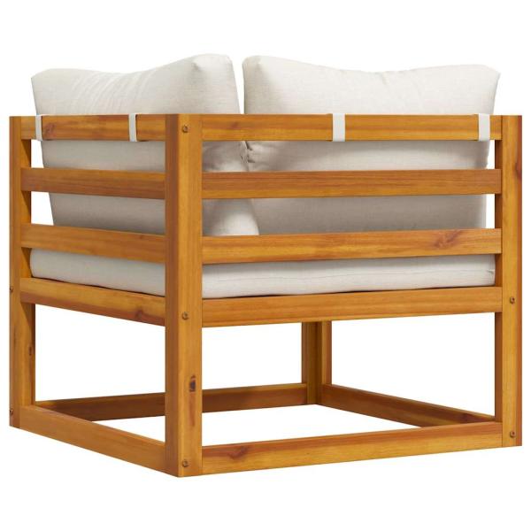 Modular-Ecksofa mit Cremeweißen Kissen Akazie Massivholz