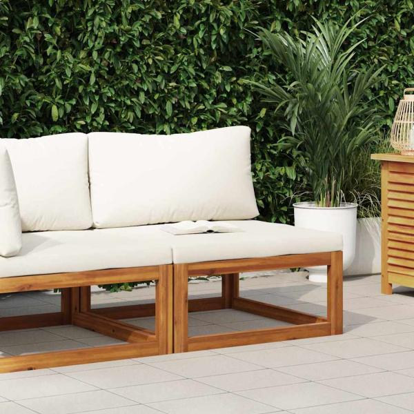 ARDEBO.de - Modular-Mittelsofa mit Cremeweißen Kissen Akazie Massivholz