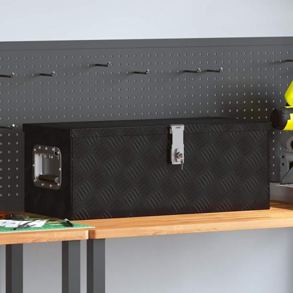 ARDEBO.de - Aufbewahrungsbox Schwarz 70x31x27 cm Aluminium