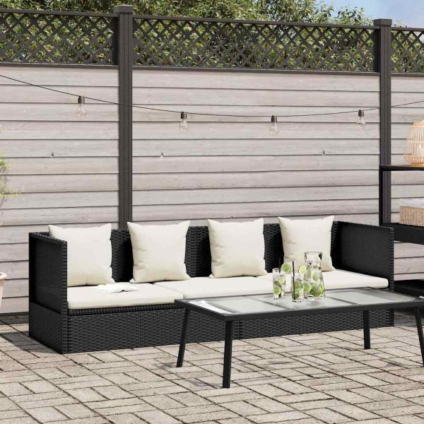 ARDEBO.de - Garten-Sofabett mit Kissen Poly Rattan Schwarz
