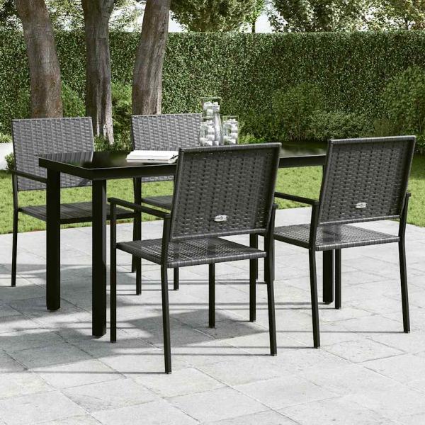 Garten-Esstisch Schwarz 140x70x74 cm Stahl und Glas