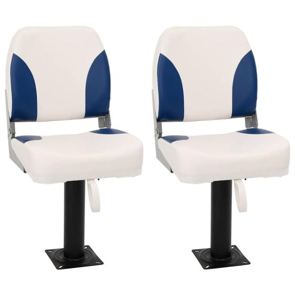 ARDEBO.de - Klappbarer Bootsitz 2er-Set Blau und Wei? 41x36x48 cm