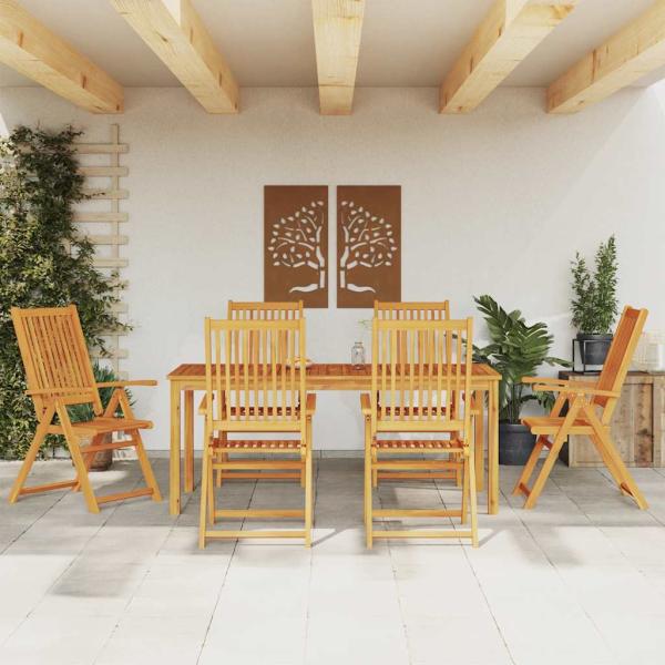 ARDEBO.de - 7-tlg. Garten-Essgruppe 180x90x75 cm Massivholz Akazie
