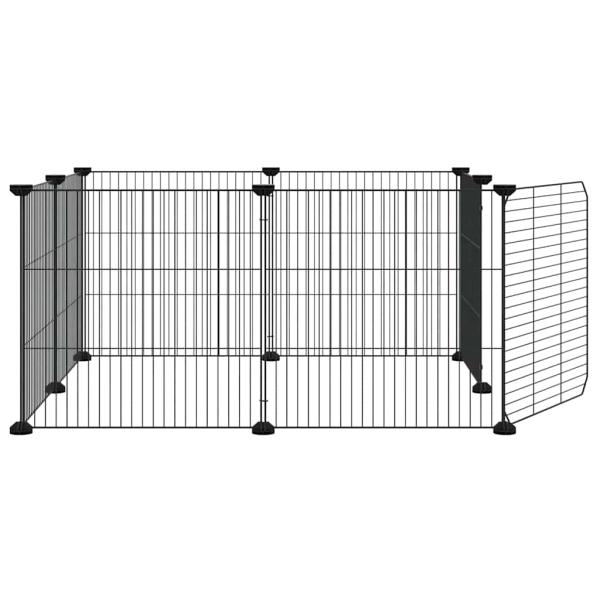8-Panel-Haustierkäfig mit Tür Schwarz 70x70x35 cm Stahl
