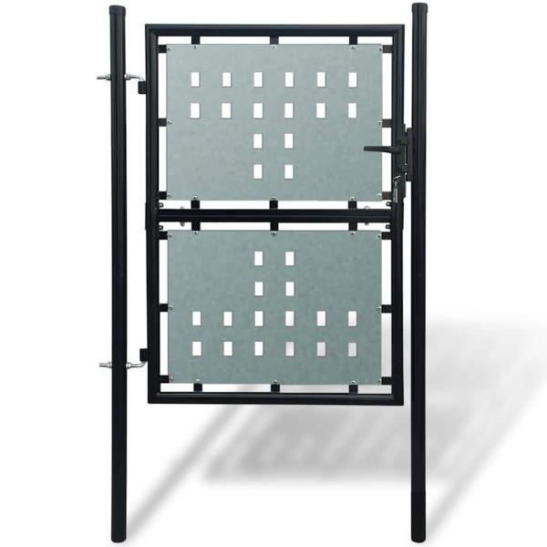 ARDEBO.de - Schwarzes Einzeltür-Gartentor 100x125 cm