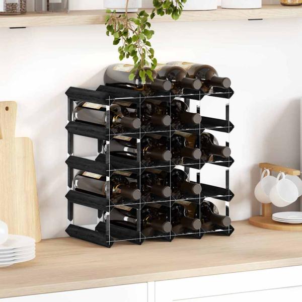 ARDEBO.de - Weinregal für 20 Flaschen Schwarz Massivholz Kiefer