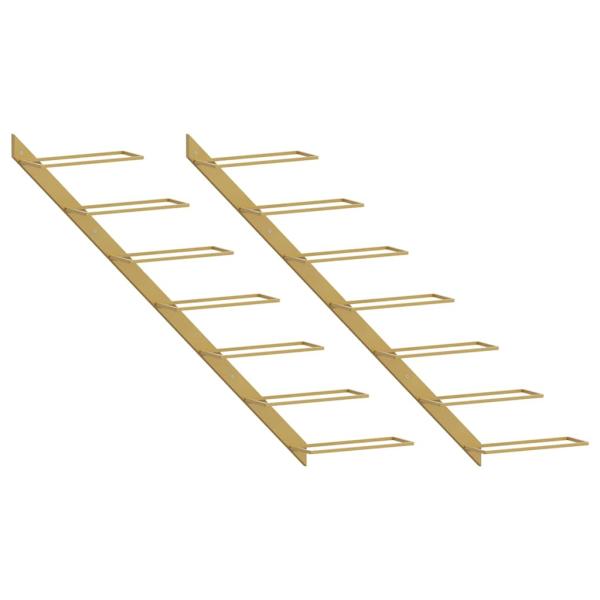 Wand-Weinregale für 7 Flaschen 2 Stk. Golden Metall