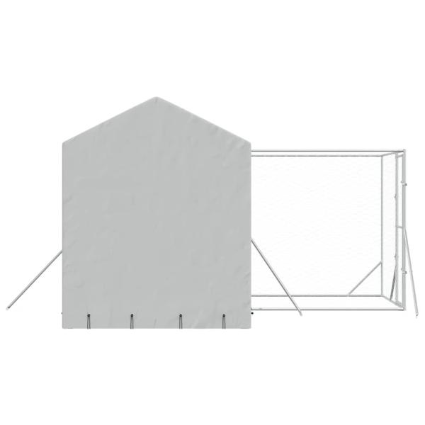 Outdoor-Hundezwinger mit Dach Silbern 4x4x2,5m Verzinkter Stahl