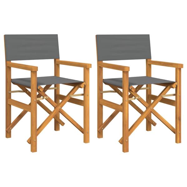 Regiest?hle 2 Stk. Klappbar Grau Massivholz Teak