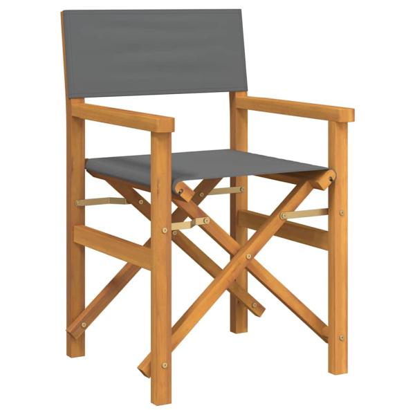 Regiest?hle 2 Stk. Klappbar Grau Massivholz Teak