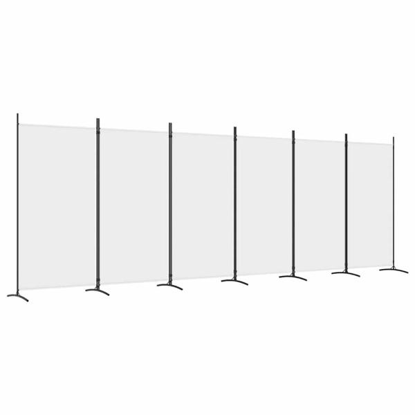 6-tlg. Paravent Wei? 520x180 cm Stoff