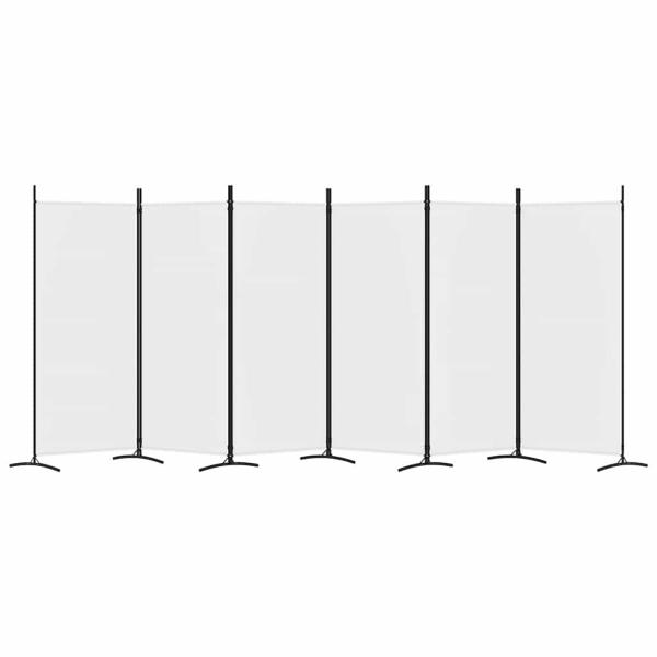 6-tlg. Paravent Wei? 520x180 cm Stoff