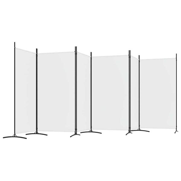 6-tlg. Paravent Wei? 520x180 cm Stoff