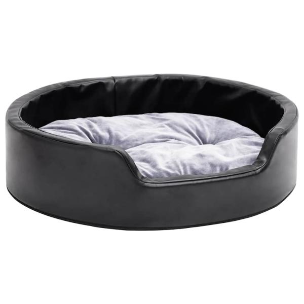 Hundebett Schwarz-Grau 69x59x19 cm Plüsch und Kunstleder