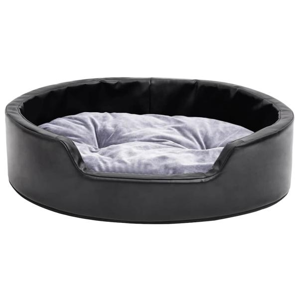 Hundebett Schwarz-Grau 69x59x19 cm Plüsch und Kunstleder
