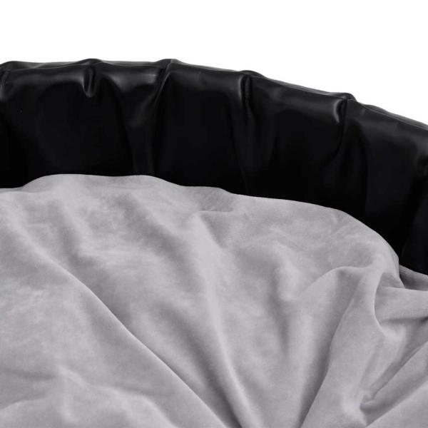 Hundebett Schwarz-Grau 69x59x19 cm Plüsch und Kunstleder