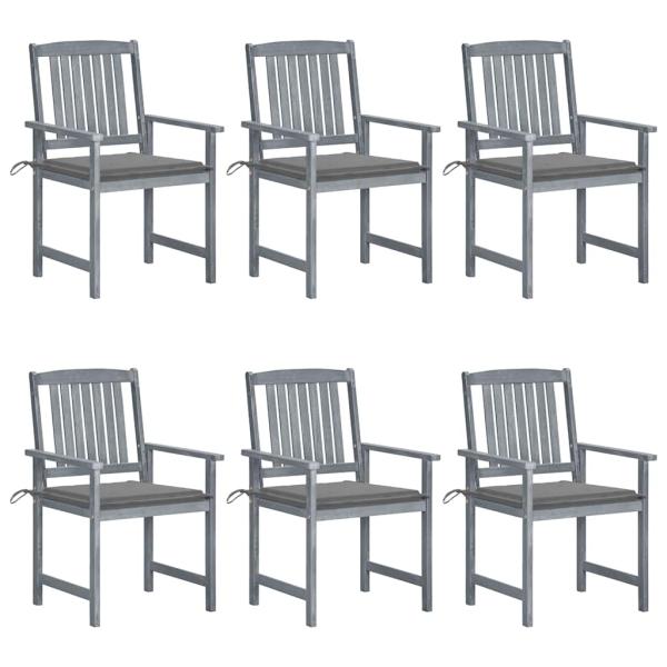 ARDEBO.de - Gartenstühle mit Kissen 6 Stk. Massivholz Akazie Grau