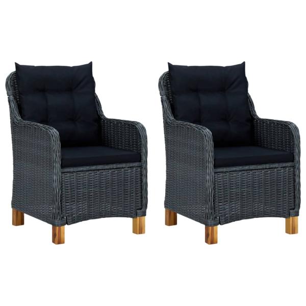 ARDEBO.de - Gartenstühle mit Kissen 2 Stk. Poly Rattan Dunkelgrau