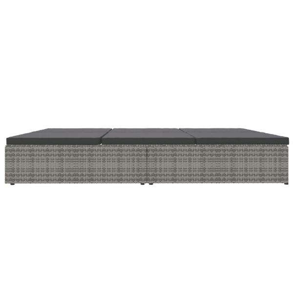 Sonnenliege mit Auflagen Poly Rattan Dunkelgrau
