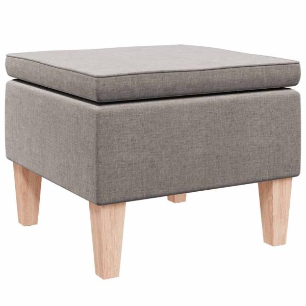 Hocker mit Holzbeinen Taupe Stoff