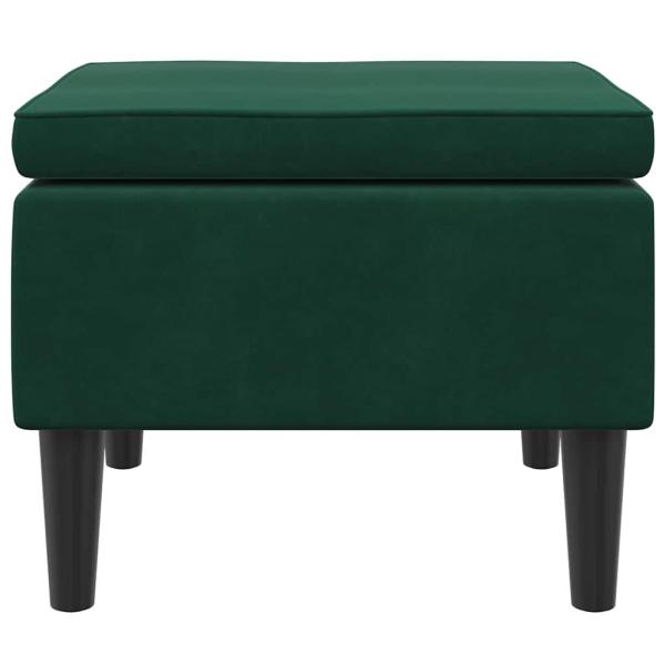 Hocker mit Holzbeinen Dunkelgrün Samt