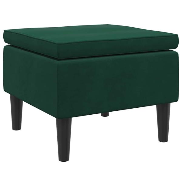 Hocker mit Holzbeinen Dunkelgrün Samt