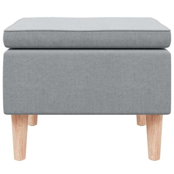 Hocker mit Holzbeinen Hellgrau Stoff