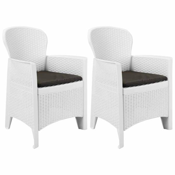 ARDEBO.de - Gartenst?hle 2 Stk. mit Kissen Wei? Kunststoff Rattan-Optik
