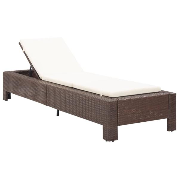 ARDEBO.de - Sonnenliege mit Auflage Braun Poly Rattan