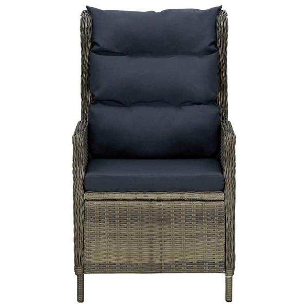Verstellbarer Gartensessel mit Auflagen Poly Rattan Braun
