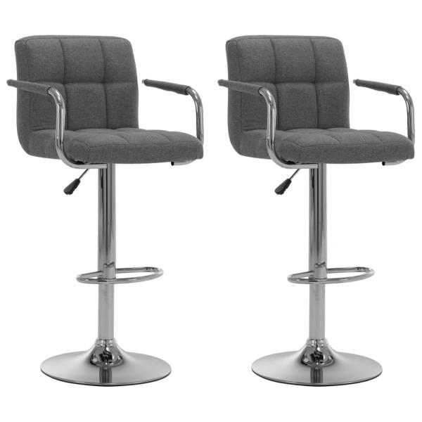 ARDEBO.de - Barhocker 2 Stk. Hellgrau Stoff