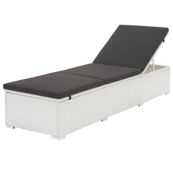 ARDEBO.de - Sonnenliege mit Auflage Poly Rattan Weiß