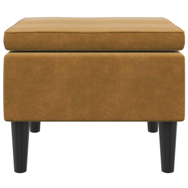Hocker mit Holzbeinen Braun Samt