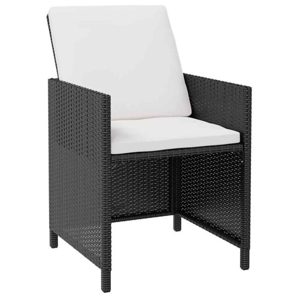 5-tlg. Garten-Essgruppe Poly Rattan Akazienholz Schwarz