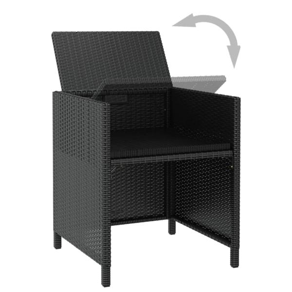 5-tlg. Garten-Essgruppe Poly Rattan Akazienholz Schwarz