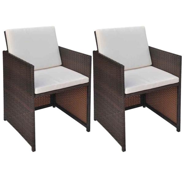 ARDEBO.de - Gartenst?hle 2 Stk. mit Polstern und Kissen Poly Rattan Braun