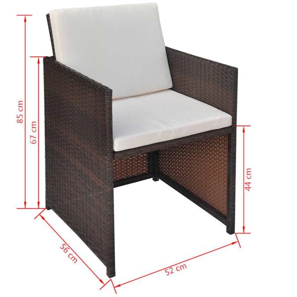Gartenst?hle 2 Stk. mit Polstern und Kissen Poly Rattan Braun
