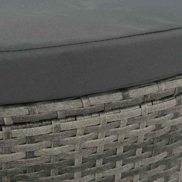 Gartenbett mit Sonnenschirm Grau Poly Rattan