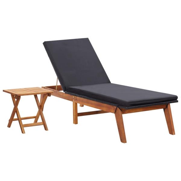 ARDEBO.de - Sonnenliege mit Tisch Poly Rattan und Massivholz Akazie