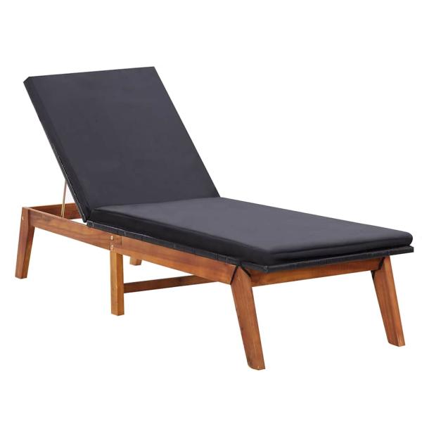 Sonnenliege mit Tisch Poly Rattan und Massivholz Akazie