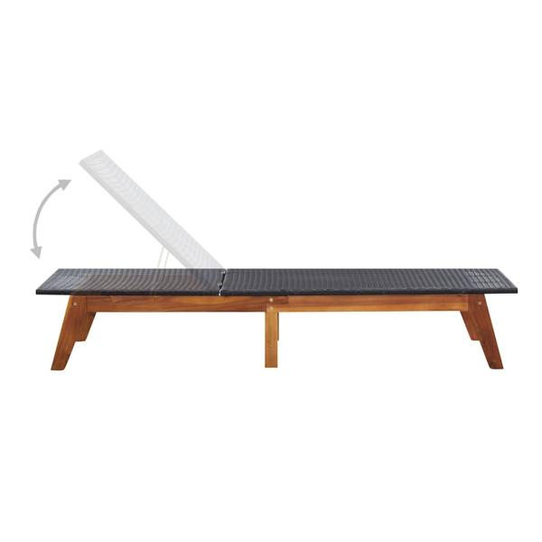 Sonnenliege mit Tisch Poly Rattan und Massivholz Akazie