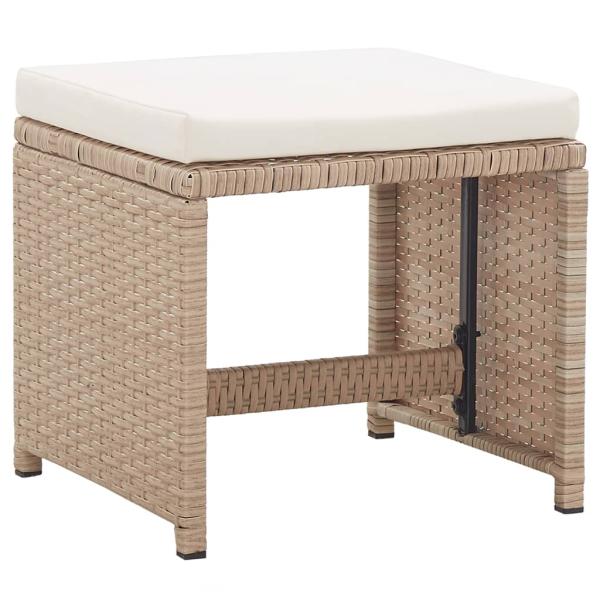 17-tlg. Garten-Essgruppe mit Auflagen Poly Rattan Beige