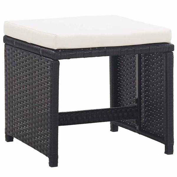 15-tlg. Garten-Essgruppe mit Kissen Poly Rattan Schwarz