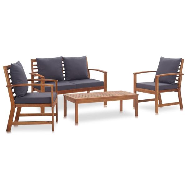 ARDEBO.de - Garten-Lounge-Set mit Auflagen 4-tlg. Massivholz Akazie
