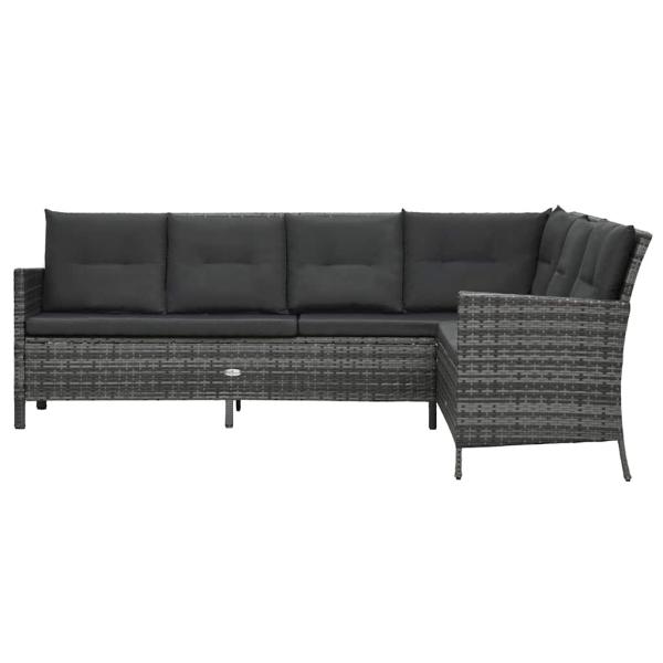 3-tlg. Garten-Lounge-Set mit Auflagen Poly Rattan Grau