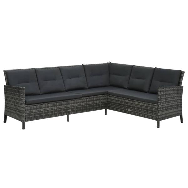 3-tlg. Garten-Lounge-Set mit Auflagen Poly Rattan Grau