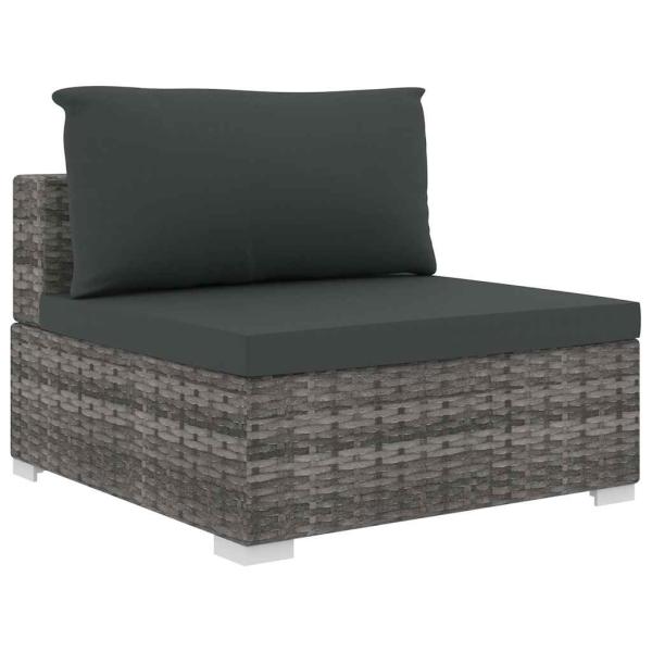 10-tlg. Garten-Lounge-Set mit Auflagen Poly Rattan Grau