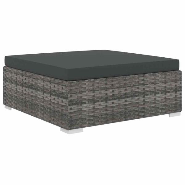 10-tlg. Garten-Lounge-Set mit Auflagen Poly Rattan Grau